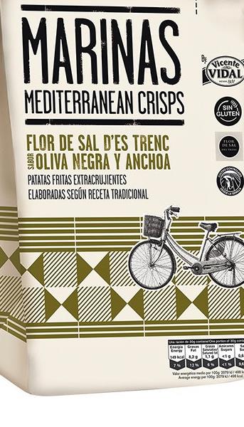 Patatas Flor de sal d'es trenc olivas negras y anchoa
